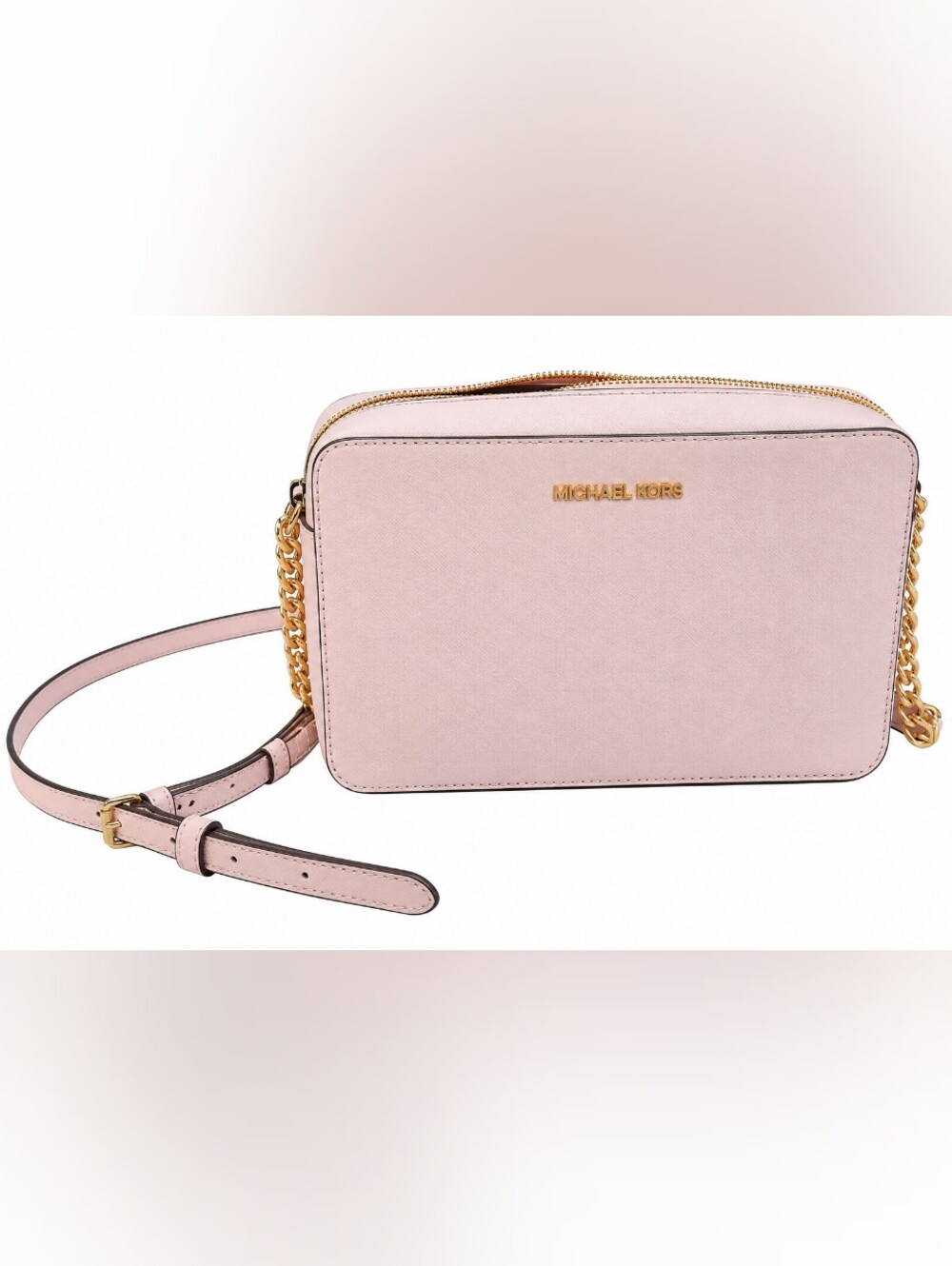 Michael Kors Light Pink Saffiano Crossbody with Gold Chain